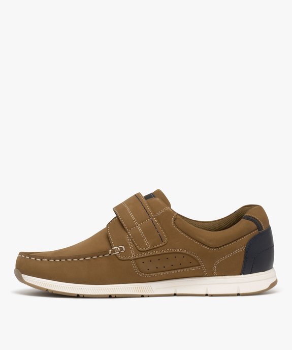 Mocassins en cuir à semelle sport et bride scratch homme vue4 - G'FLEX GEMO FOR GOOD - GEMO
