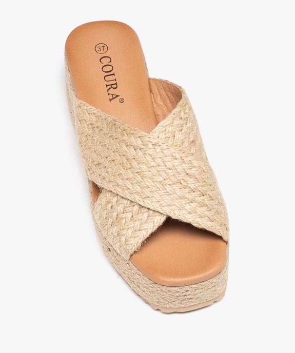 Sandales femme à talon compensé et à brides en corde tressée  vue5 - SANS MARQUE - GEMO