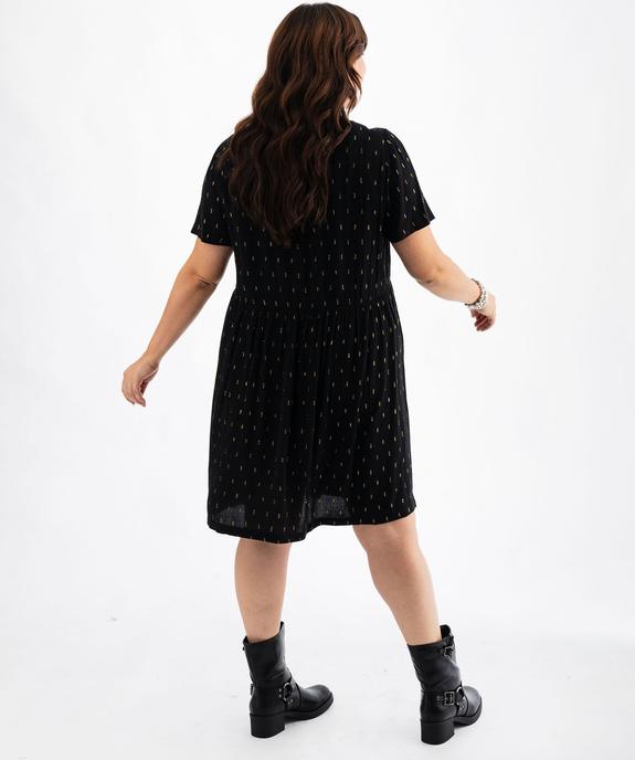 Robe midi en viscose froissée à col V et manches courtes femme grande taille vue3 - GEMO (G TAILLE) - GEMO