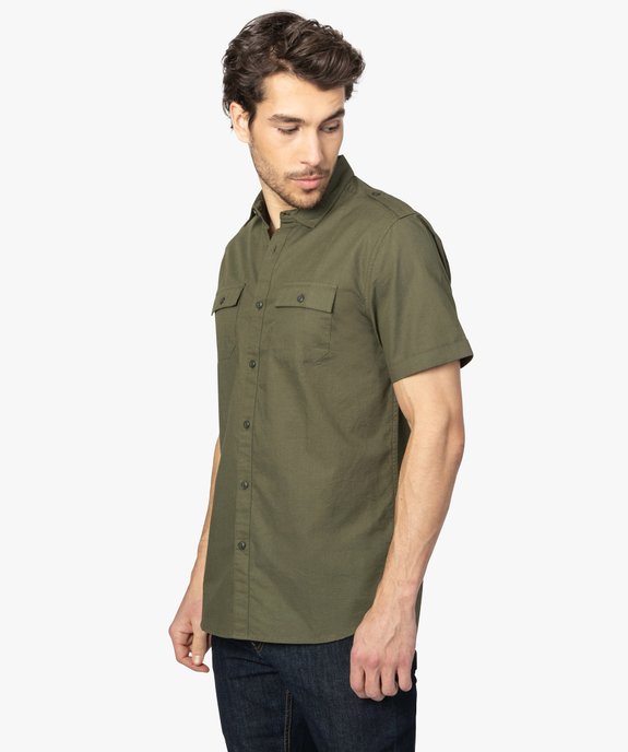 Chemise homme à manches courtes avec 2 poches poitrine vue1 - GEMO (HOMME) - GEMO