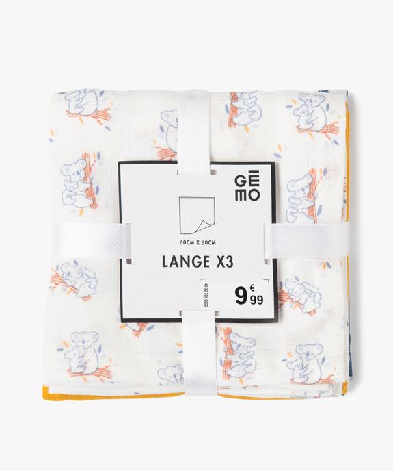Langes bébé en coton pour bébé (lot de 3) vue2 - GEMO(BB COUCHE) - GEMO