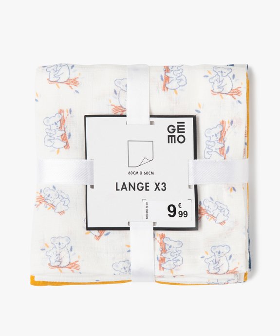 Langes bébé en coton pour bébé (lot de 3) vue2 - GEMO(BB COUCHE) - GEMO