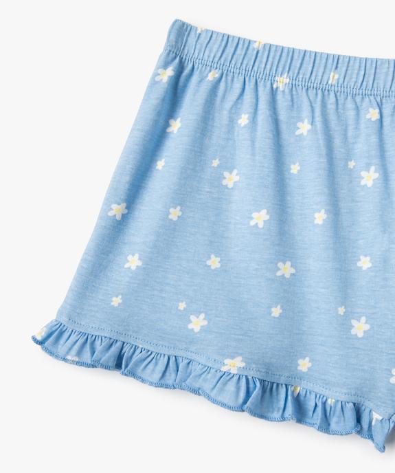 Pyjashort fille bicolore avec motifs fleuris vue2 - GEMO (JUNIOR) - GEMO