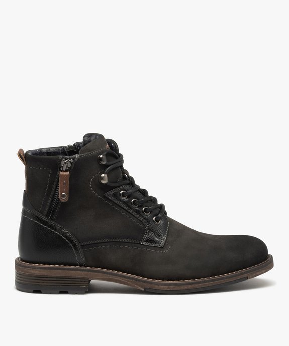 Boots bi-matières avec zip fantaisie homme vue1 - GEMO (CASUAL) - GEMO