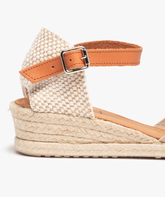 Sandales femme à petit talon compensé dessus cuir vue6 - GEMO (CASUAL) - GEMO