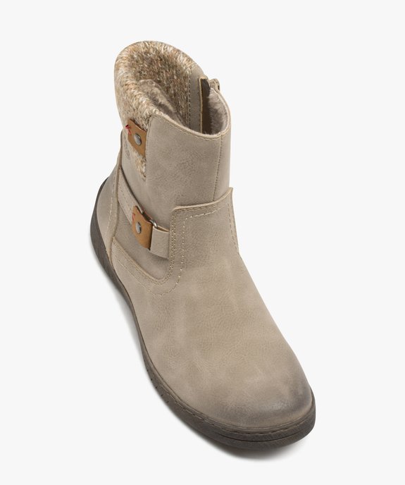 Boots femme fourrées confort avec col en maille et dessus uni - Softrelax vue5 - SOFTRELAX - GEMO