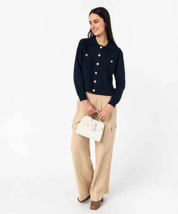 Gilet à col chemise avec boutons métalliques femme vue5 - GEMO 4G FEMME - GEMO