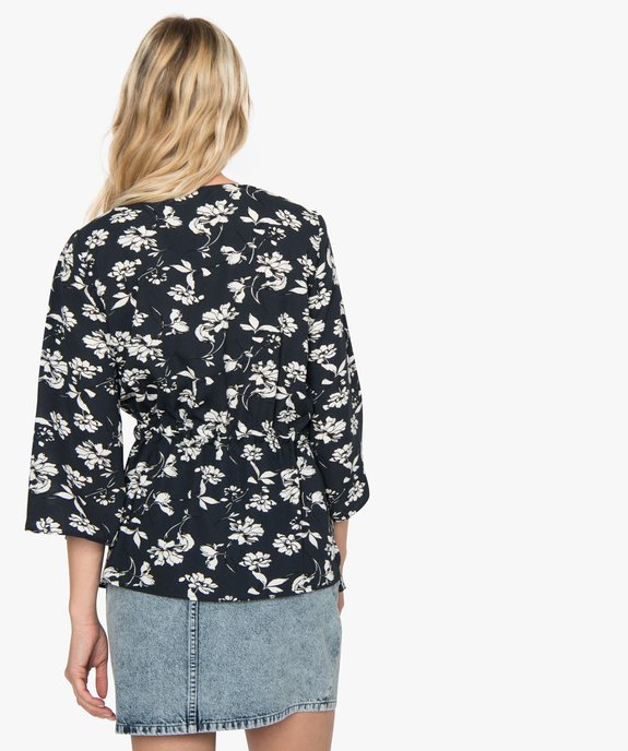 Blouse femme à motifs fleuris avec taille ajustable vue3 - GEMO(FEMME PAP) - GEMO