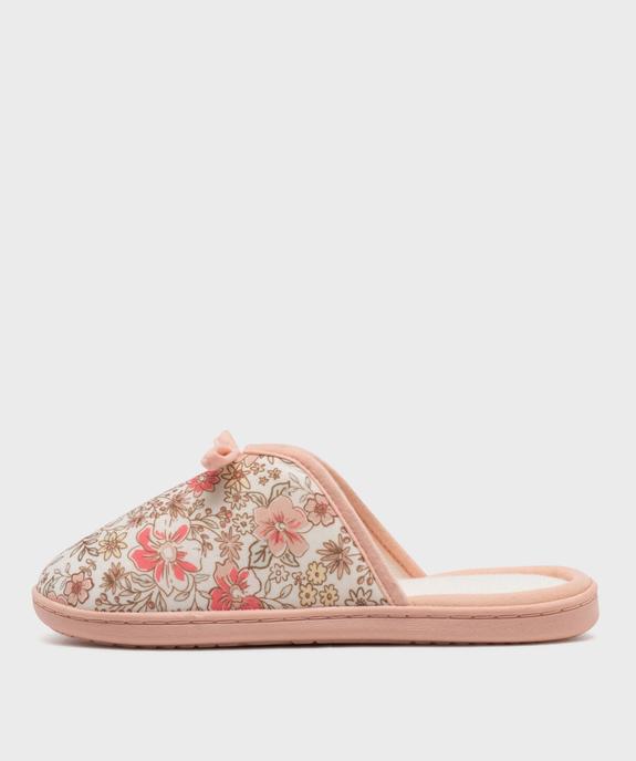 Chaussons mules à motifs fleuris semelle femme vue3 - GEMO(HOMWR FEM) - GEMO