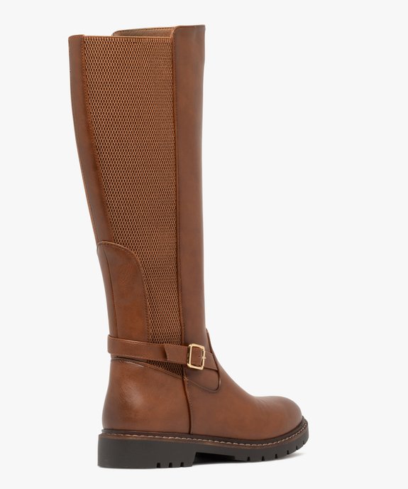 Bottes femme cavalières avec parties élastiques et boucle fantaisie vue4 - GEMO (CASUAL) - GEMO