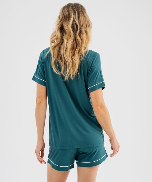 Pyjashort fluide avec haut chemise femme vue1 - GEMO 4G FEMME - GEMO