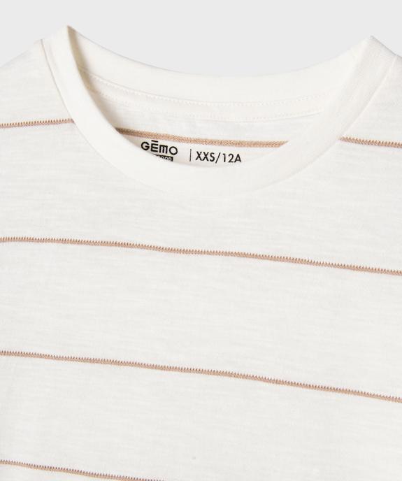Tee-shirt manches courtes en jersey de coton flammé rayé garçon vue2 - GEMO 4G GARCON - GEMO