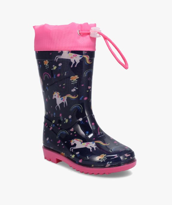 Bottes de pluie fille imprimées licorne à col ajustable vue2 - GEMO (ENFANT) - GEMO