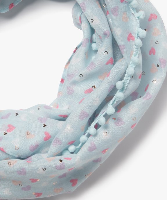 Foulard snood à motifs coeurs fille vue2 - GEMO 4G FILLE - GEMO