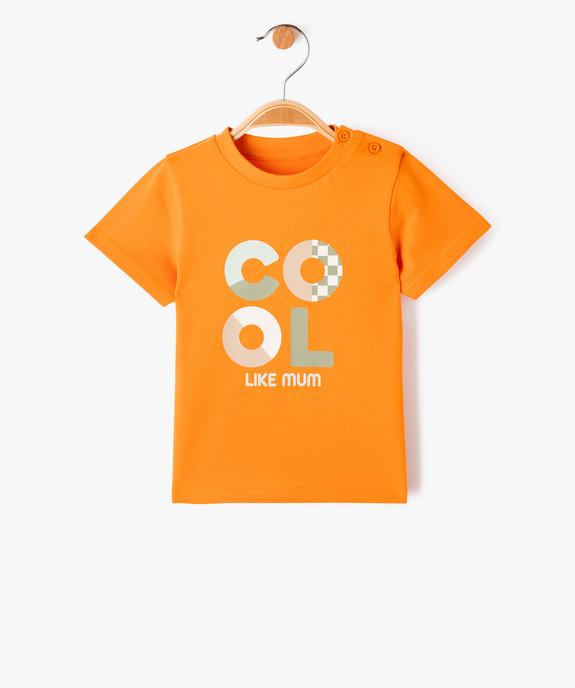 Tee-shirt manches courtes avec message famille bébé garçon vue1 - GEMO(BEBE DEBT) - GEMO