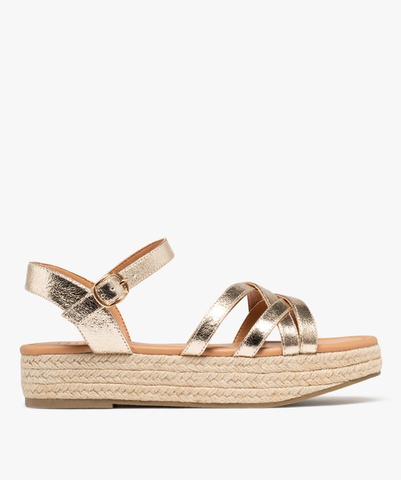 Sandales semelle plateforme en corde et brides croisées brillantes femme vue2 - FOLLOW ME - GEMO