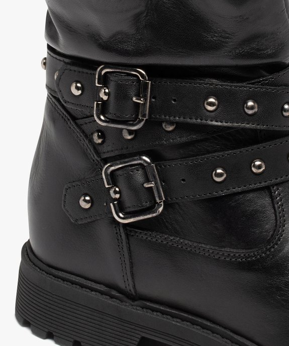 Boots femme style rock dessus cuir et clous - Tanéo vue6 - TANEO - GEMO