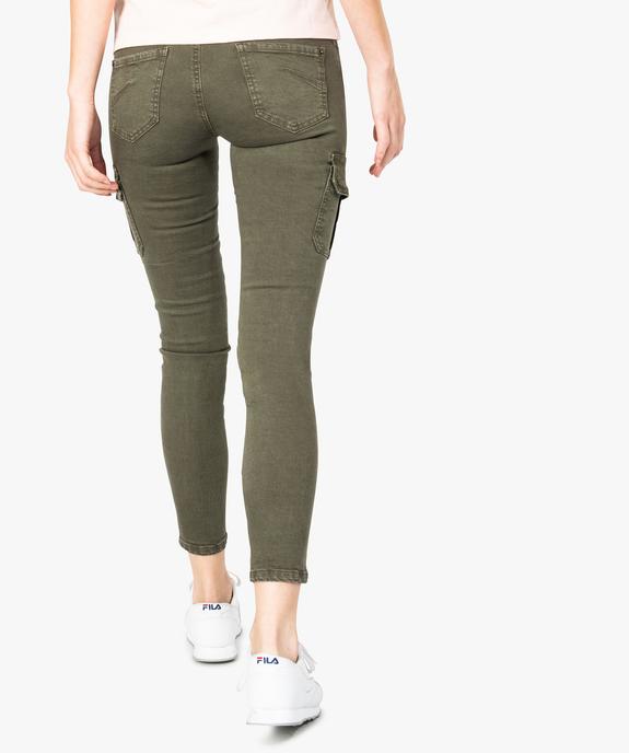Pantalon femme cargo coupe skinny en coton stretch vue3 - FOLLOW ME - GEMO