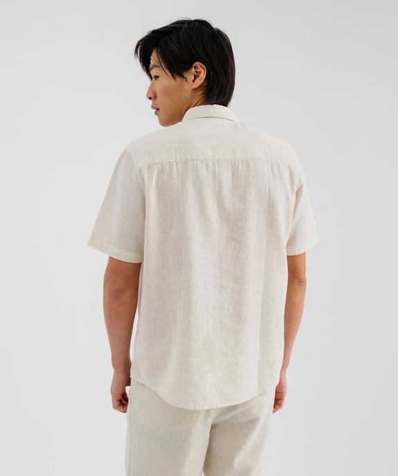 Chemise à manches courtes en lin et coton coupe regular homme vue3 - GEMO 4G HOMME - GEMO