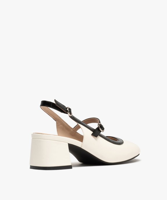 Ballerine sling-back bicolore à large talon femme vue5 - FOLLOW ME - GEMO