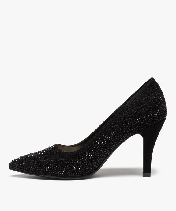 Escarpins femme unis à strass et bout pointu vue3 - GEMO(URBAIN) - GEMO