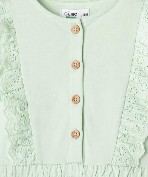 Combinaison pantalon en maille avec volants brodés bébé fille vue2 - GEMO 4G BEBE - GEMO