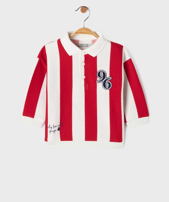 Sweat à rayures avec col polo bébé garçon - LuluCastagnette vue1 - LULU CASTAGNETTE GEMO FOR GOOD - GEMO