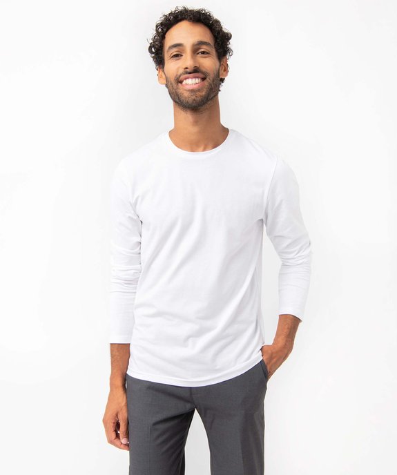 Tee-shirt à manches longues et col rond homme vue1 - GEMO 4G HOMME - GEMO