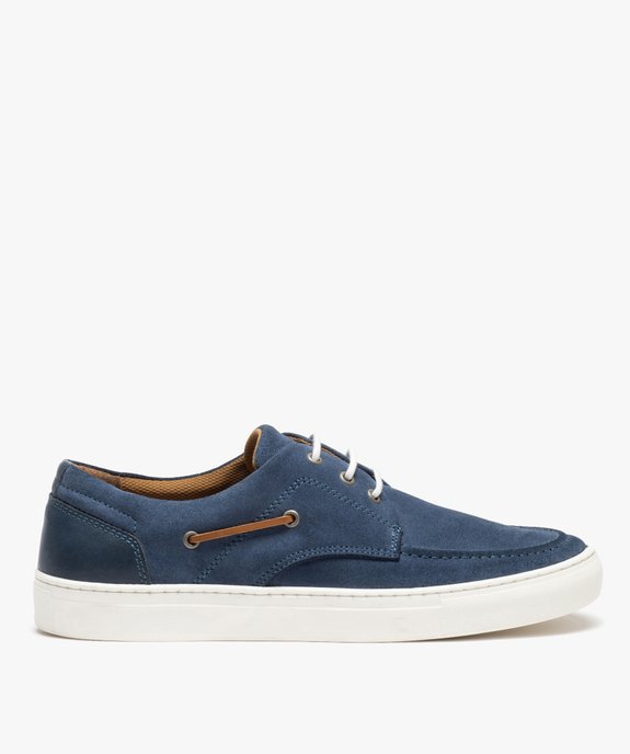 Chaussures bateau homme dessus en cuir uni à semelle contrastante - Taneo vue1 - TANEO - GEMO