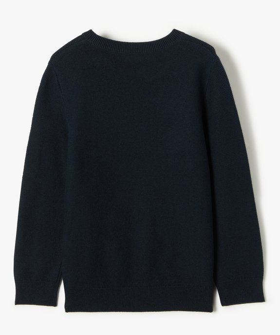 Pull en coton à col rond garçon vue3 - GEMO (ENFANT) - GEMO