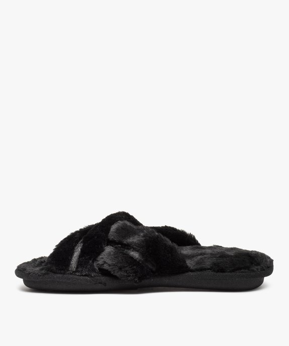 Chaussons femme mules ouvertes en fourrure imitation vue3 - GEMO(HOMWR FEM) - GEMO
