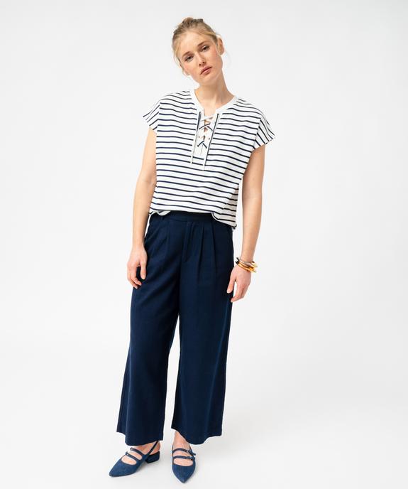 Tee-shirt à manches courtes à rayures femme - LuluCastagnette vue5 - LULUCASTAGNETTE - GEMO