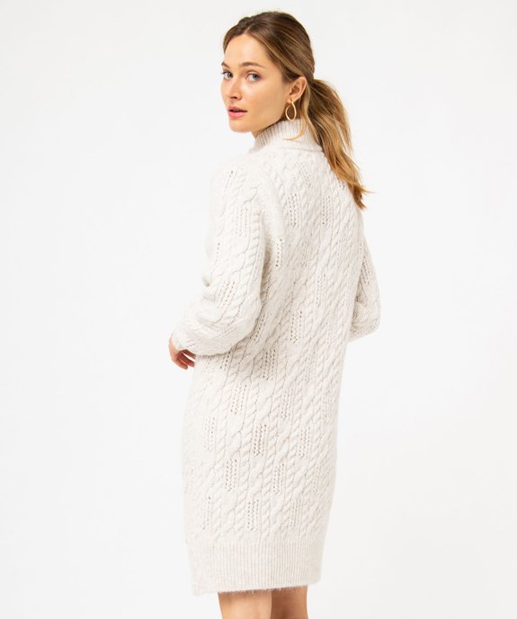 Robe pull en grosse maille à torsades et col boutonné femme - LuluCastagnette vue4 - LULUCASTAGNETTE - GEMO