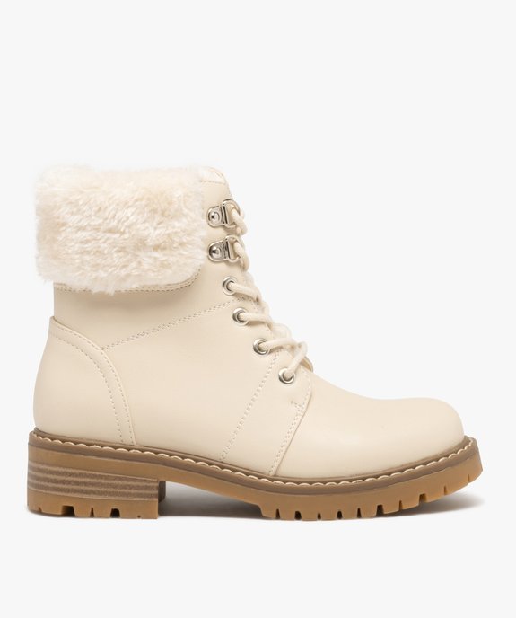 Boots fille unies à col fourrée et à lacets ronds vue1 - GEMO (ENFANT) - GEMO
