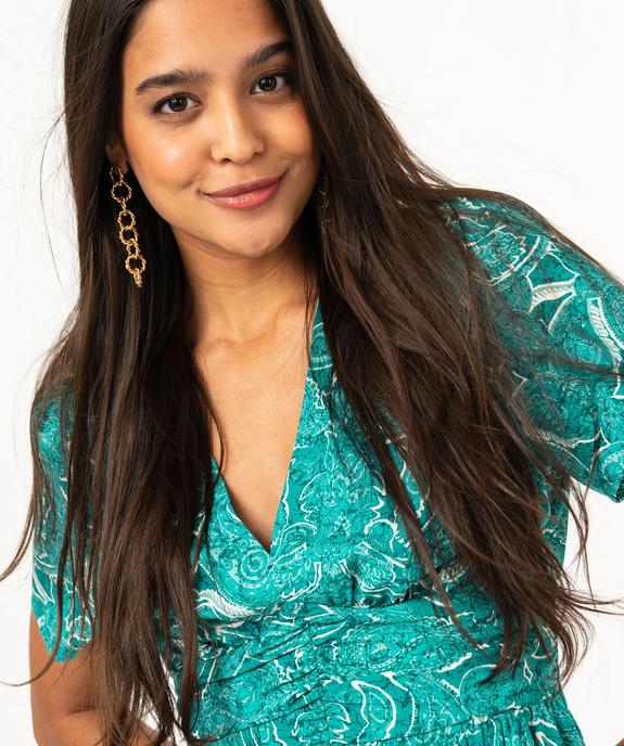 Robe imprimée à manches courtes avec taille drapée femme vue2 - GEMO(FEMME PAP) - GEMO