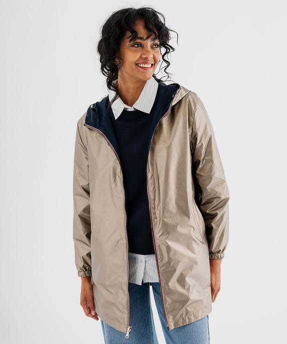 Imperméable réversible et déperlant à capuche femme vue4 - GEMO 4G FEMME - GEMO
