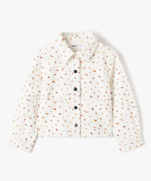 Veste fille en twill fleuri à fermeture pressionnée vue1 - GEMO (ENFANT) - GEMO