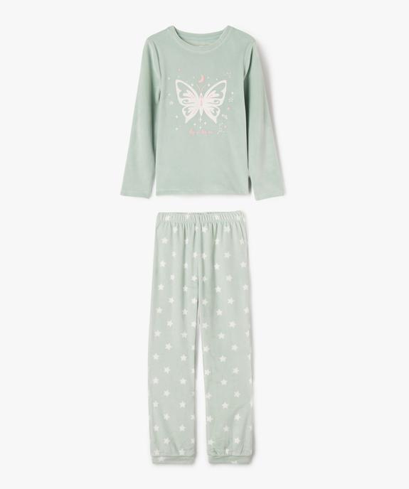 Pyjama en velours à motifs papillons et étoiles fille vue1 - GEMO (ENFANT) - GEMO