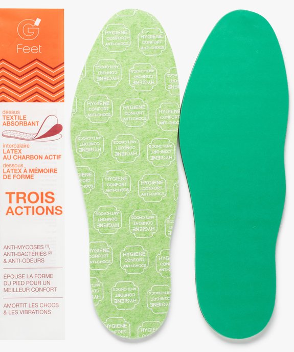 Semelles hygiène en latex au charbon actif vue2 - GEMO(ENTRETIEN) - GEMO