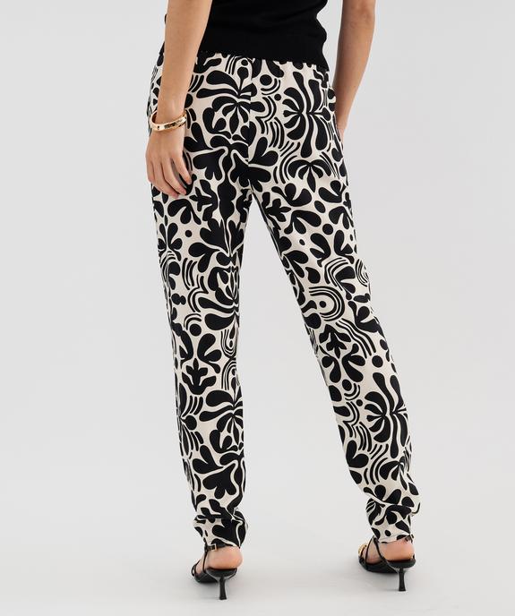 Pantalon à taille élastiquée en viscose fluide imprimée femme vue3 - GEMO 4G FEMME - GEMO