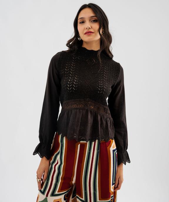 Pull effet 2-en-1 à manches chemise femme vue2 - GEMO 4G FEMME - GEMO