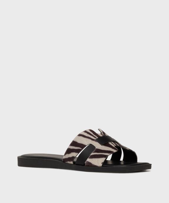 Mules plates motif zèbre femme vue2 - FOLLOW ME - GEMO