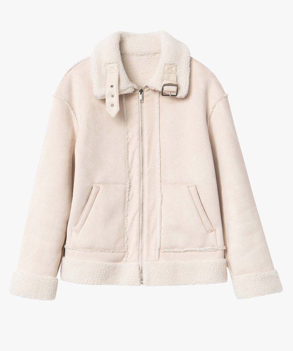 Blouson femme réversible en suédine et sherpa - LuluCastagnette vue4 - LULUCASTAGNETTE - GEMO