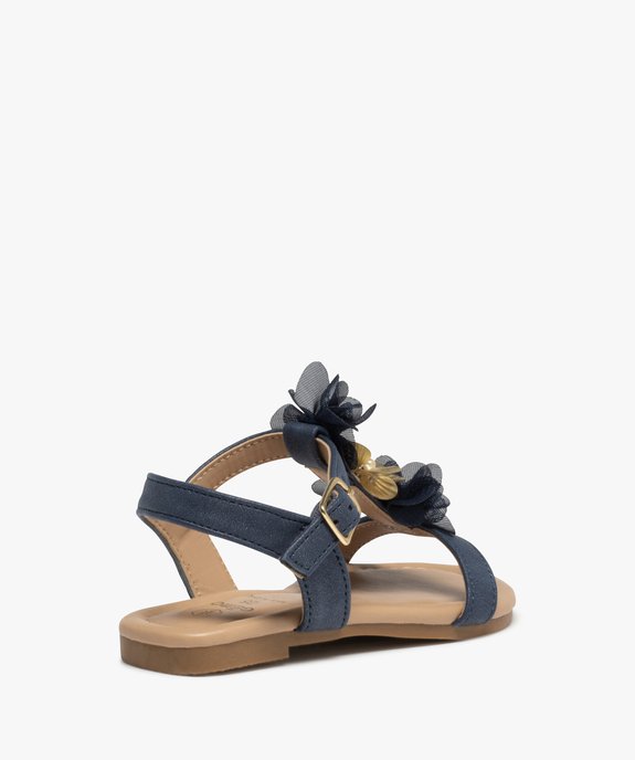 Sandales fille unies à fines brides et fleurs en tulle vue4 - GEMO (ENFANT) - GEMO
