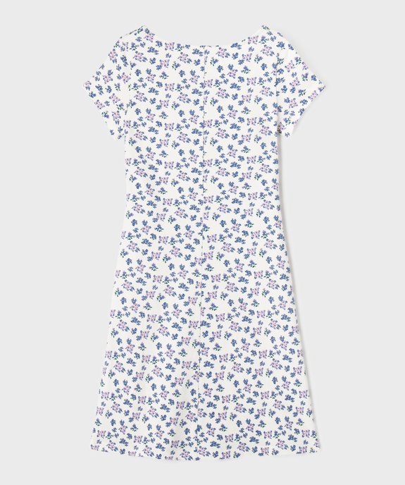 Robe manches courtes en maille fleurie à décolleté fantaisie fille vue3 - GEMO 4G FILLE - GEMO