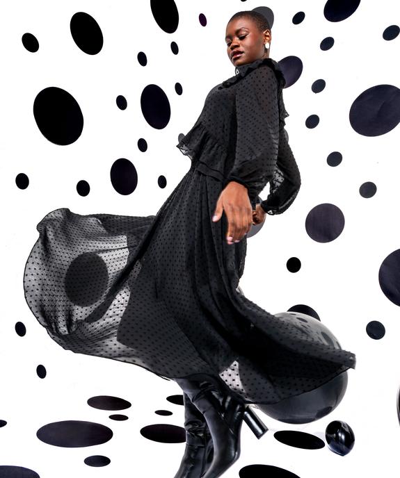 Jupe longue en voile à motifs plumetis femme vue1 - GEMO(FEMME PAP) - GEMO