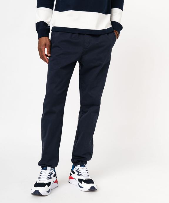 Pantalon jogger en toile de coton stretch homme vue1 - GEMO 4G HOMME - GEMO