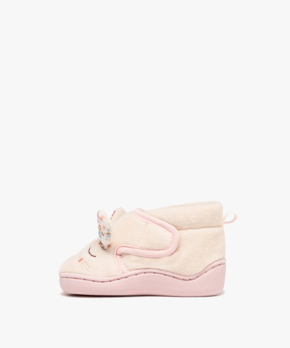 Chaussons bébé fille bottillons à scratch tête de lapin vue3 - GEMO 4G BEBE - GEMO