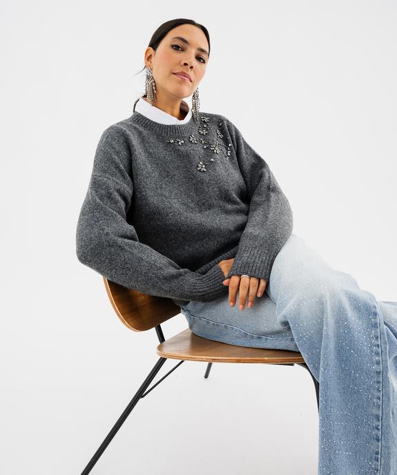 Pull col rond strass femme vue7 - GEMO(FEMME PAP) - GEMO