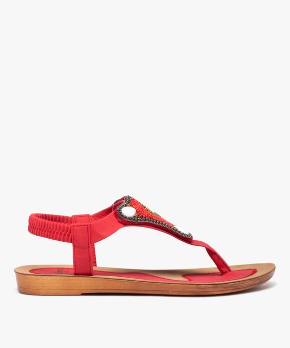 Sandales femme plates à entre-doigts orné de perles vue1 - GEMO (CASUAL) - GEMO
